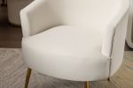 Velvet Armchair Accent Tub Barrel Chair With Gold Metal Legs,Ivory