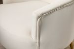 Velvet Armchair Accent Tub Barrel Chair With Gold Metal Legs,Ivory