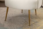 Velvet Armchair Accent Tub Barrel Chair With Gold Metal Legs,Ivory