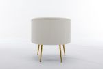 Velvet Armchair Accent Tub Barrel Chair With Gold Metal Legs,Ivory