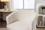 Velvet Armchair Accent Tub Barrel Chair With Gold Metal Legs,Ivory