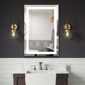 Frameless Rectangular LED Light Bathroom Vanity Mirror (Size: 24*36)