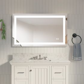 Frameless Rectangular LED Light Bathroom Vanity Mirror (Size: 40*24)