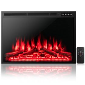 34/37 Inch Electric Fireplace Recessed with Adjustable Flames (Size: 37 inches)