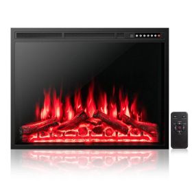 34/37 Inch Electric Fireplace Recessed with Adjustable Flames (Size: 34 inches)